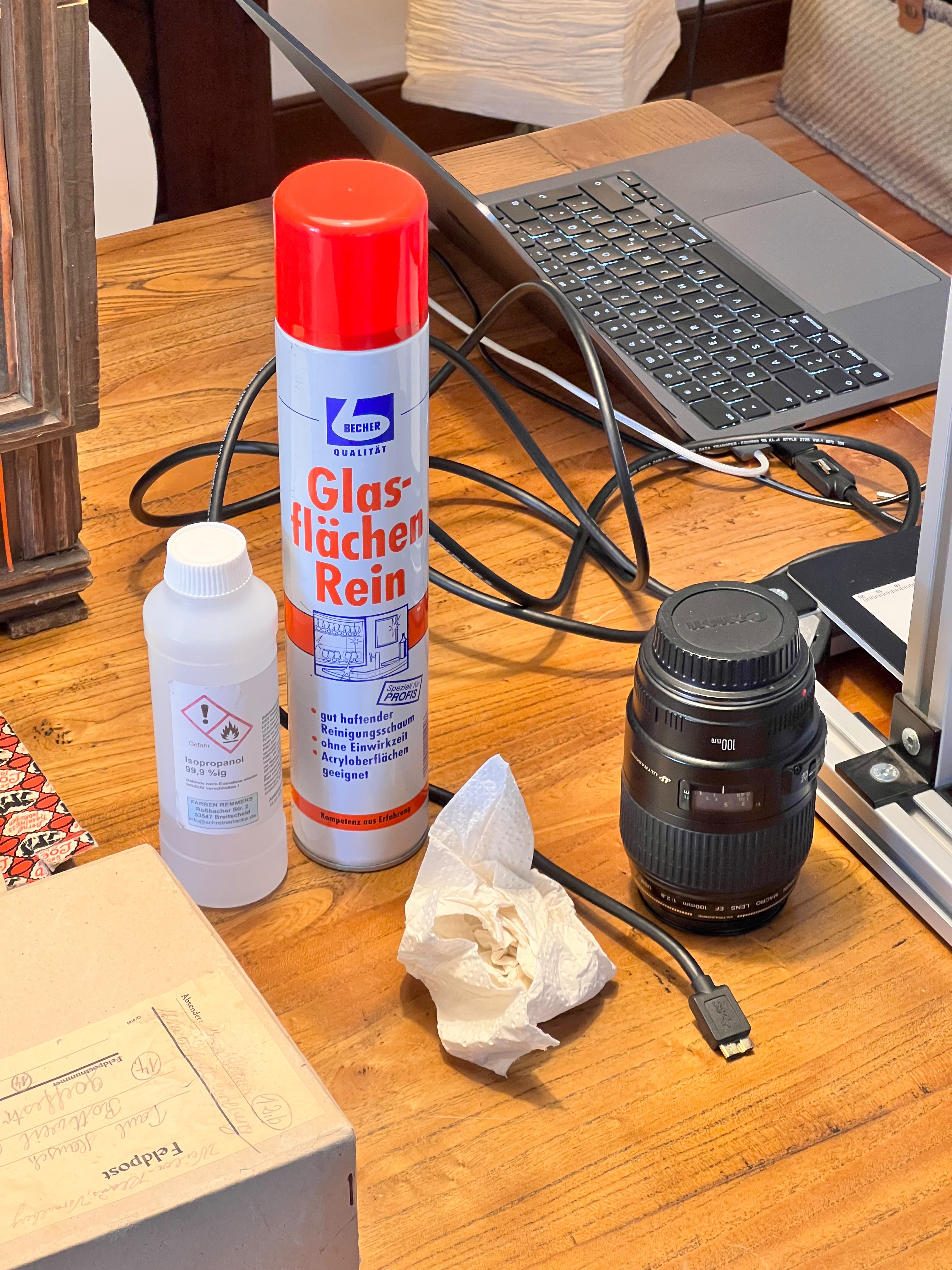 Reinigung der Glasseite von Glasnegativen